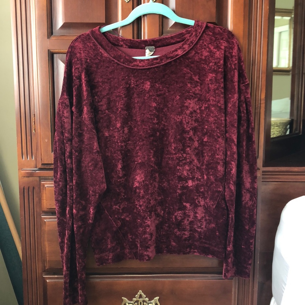 We The Free Free People Crushed Velvet Crewneck